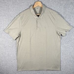 Vuori Knit Twill Polo Shirt Mens Large Beige Short Sleeve Performance Stretch